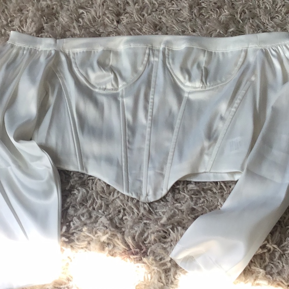 White silk crop top